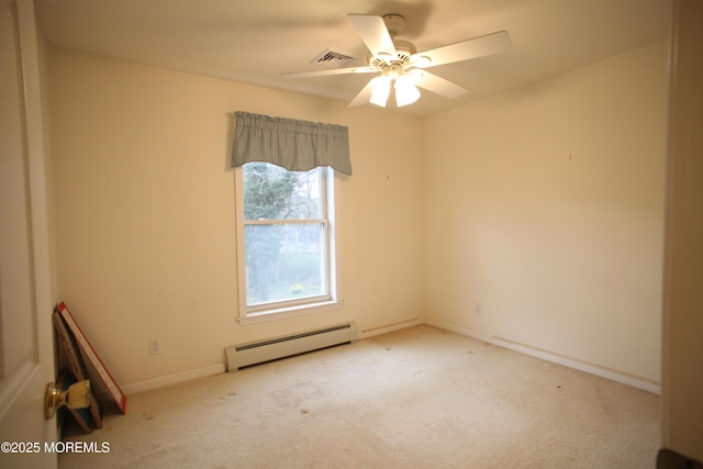 16 Ensor Pl, Island Heights, NJ 08732 - carpeted spare room with baseboard heating, ceiling fan, and baseboards