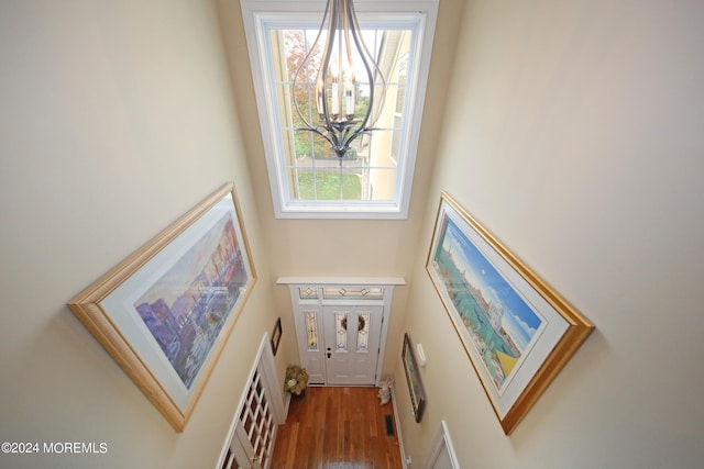 26 Aspen Ln, Tinton Falls, NJ 07724 - entryway with a chandelier and wood finished floors