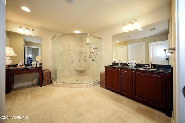 26 Aspen Ln, Tinton Falls, NJ 07724 - full bath featuring a sink, double vanity, recessed lighting, and a shower stall