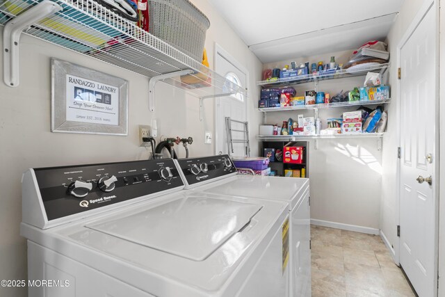 4 Whitman Rd, Morganville, NJ 07751 - washroom featuring baseboards, laundry area, and washer and clothes dryer