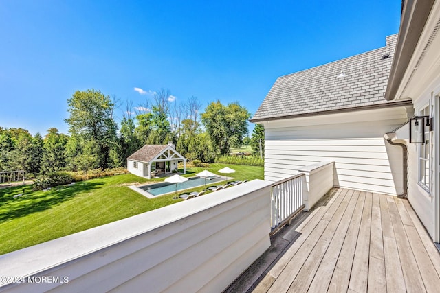 20 Conover Ln, Rumson, NJ 07760 - wooden terrace with a yard and an outbuilding