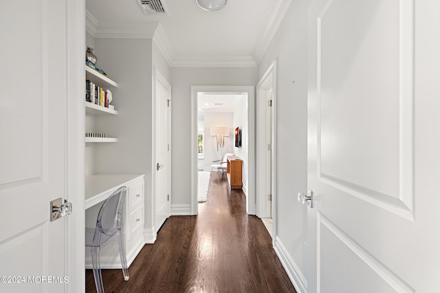 20 Conover Ln, Rumson, NJ 07760 - hallway featuring dark wood-type flooring, visible vents, crown molding, and baseboards