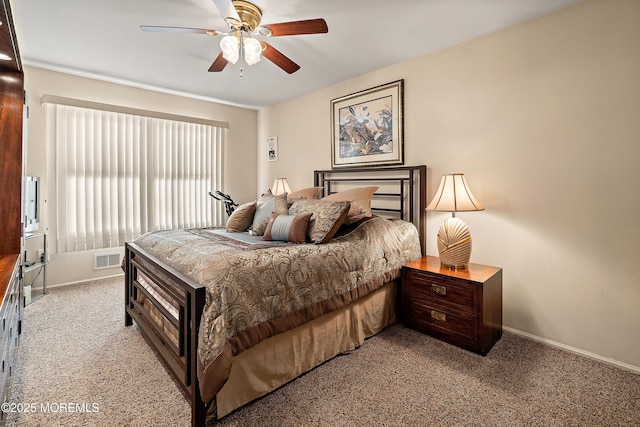 1107 Frontage Rd, Toms River, NJ 08753 - bedroom with visible vents, ceiling fan, baseboards, and carpet