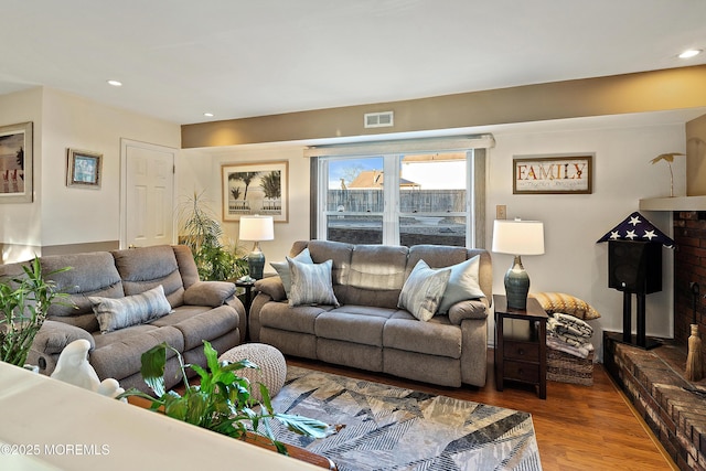 1107 Frontage Rd, Toms River, NJ 08753 - living room with recessed lighting, visible vents, and wood finished floors
