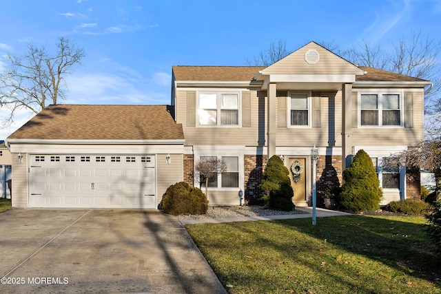 1107 Frontage Rd, Toms River, NJ 08753 - view of front facade with driveway, an attached garage, roof with shingles, and a front lawn
