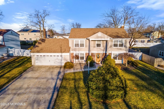 1107 Frontage Rd, Toms River, NJ 08753 - view of front of house featuring driveway, fence, a residential view, a front yard, and an attached garage