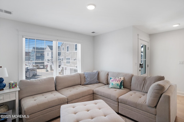 30 Elder St, Mantoloking, NJ 08738 - living area featuring recessed lighting, wood finished floors, and baseboards