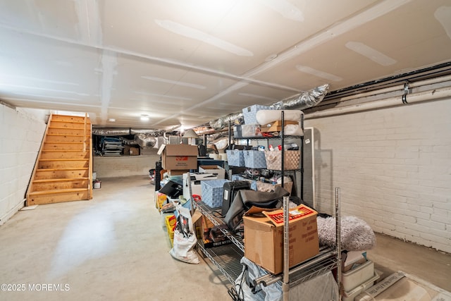 91 Cookman Ave, Ocean Grove, NJ 07756 - unfinished below grade area featuring stairway and brick wall