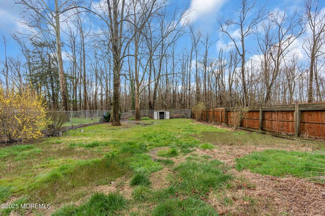 view of yard with a fenced backyard