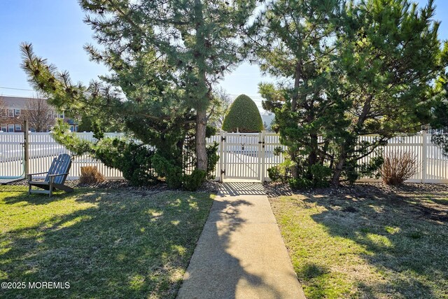 view of yard featuring a gate and fence