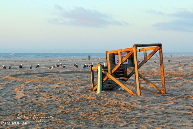 view of water feature featuring a view of the beach