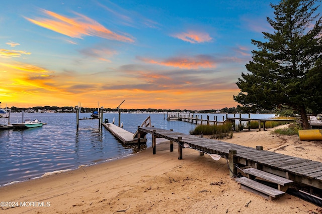 view of dock featuring a water view