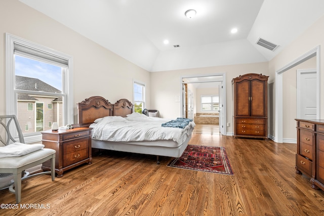 4 Friendship Ln, West Long Branch, NJ 07764 - bedroom with wood finished floors, vaulted ceiling, and baseboards