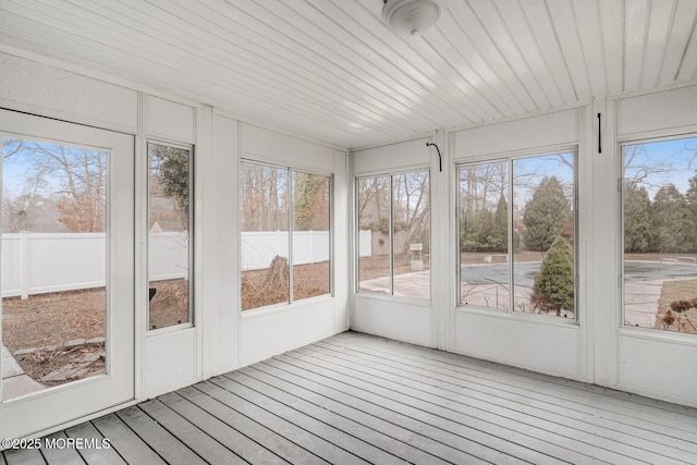 view of unfurnished sunroom