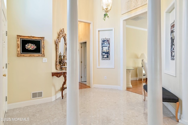 1505 Wishing Well Ln, Manasquan, NJ 08736 - hall featuring baseboards, tile patterned floors, and a chandelier
