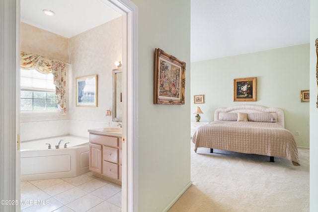 1505 Wishing Well Ln, Manasquan, NJ 08736 - bedroom with a sink, light tile patterned flooring, and connected bathroom