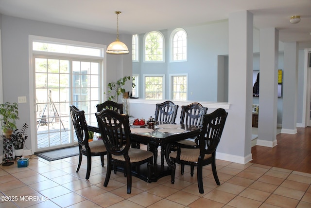 2 Lecarre Dr, Marlboro, NJ 07746 - dining area with baseboards and light tile patterned floors