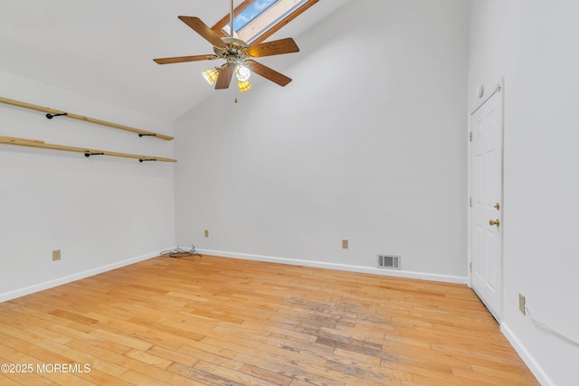 115 Leesville Rd, Jackson, NJ 08527 - spare room with light wood finished floors, high vaulted ceiling, a ceiling fan, and visible vents