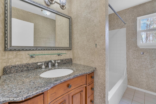 115 Leesville Rd, Jackson, NJ 08527 - bathroom featuring tile patterned floors, vanity, baseboards, and washtub / shower combination