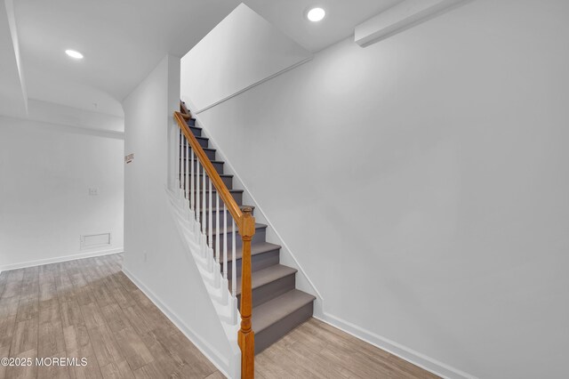 42 W Shore St, Keansburg, NJ 07734 - stairs featuring wood finished floors, recessed lighting, and baseboards