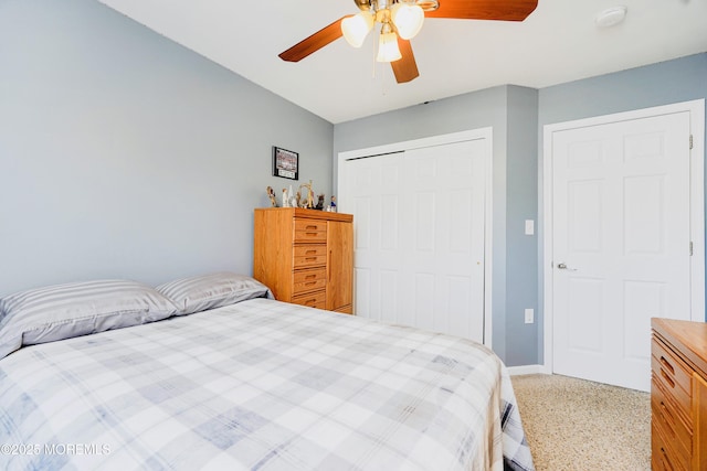 19 Summerhill Ave, Jackson, NJ 08527 - bedroom featuring a closet, baseboards, speckled floor, and ceiling fan