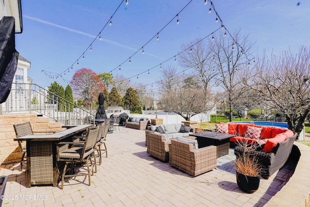 19 Summerhill Ave, Jackson, NJ 08527 - view of patio / terrace featuring a pool, outdoor lounge area, a fenced backyard, and outdoor dining area