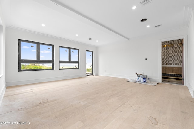 18 Seaview Ave, Long Branch, NJ 07740 - unfurnished room with ornamental molding, light wood-style flooring, recessed lighting, and baseboards