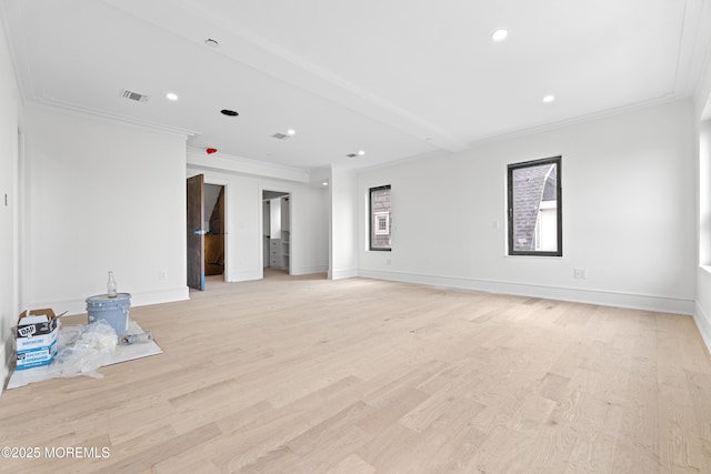 18 Seaview Ave, Long Branch, NJ 07740 - spare room featuring ornamental molding, light wood-type flooring, recessed lighting, and baseboards