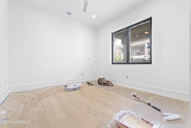 18 Seaview Ave, Long Branch, NJ 07740 - unfurnished room featuring a ceiling fan, crown molding, baseboards, and recessed lighting