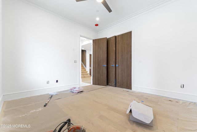 18 Seaview Ave, Long Branch, NJ 07740 - unfurnished bedroom featuring crown molding, baseboards, and ceiling fan