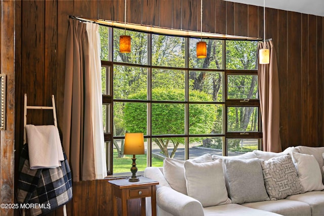 113 Parker Rd, West Long Branch, NJ 07764 - living room with a wealth of natural light and wood walls