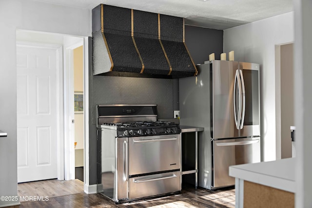 113 Parker Rd, West Long Branch, NJ 07764 - kitchen with stainless steel appliances, wood finished floors, and range hood