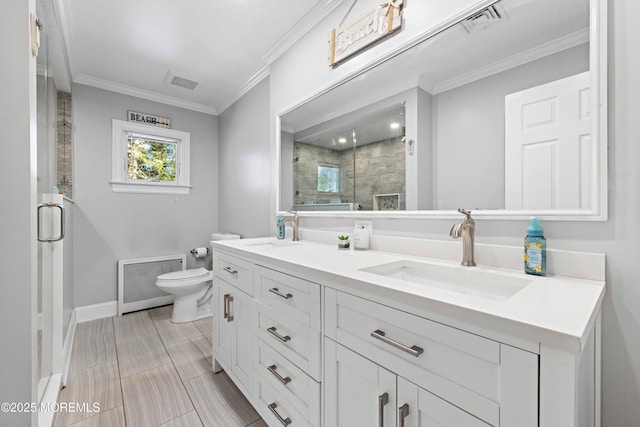113 Parker Rd, West Long Branch, NJ 07764 - full bathroom featuring a sink, toilet, a shower stall, and visible vents