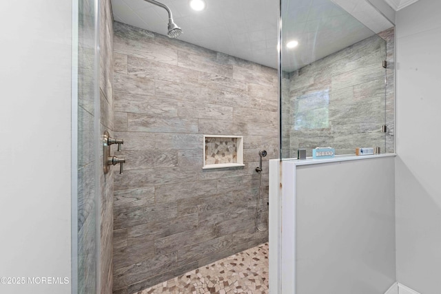 113 Parker Rd, West Long Branch, NJ 07764 - bathroom featuring walk in shower and recessed lighting