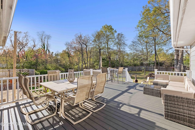 113 Parker Rd, West Long Branch, NJ 07764 - deck with an outdoor living space, outdoor dining area, and a fenced backyard