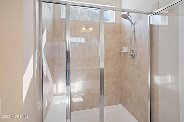 bathroom featuring a stall shower