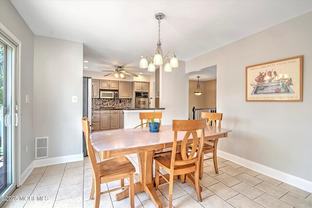 7 Mill Rd, Jamesburg, NJ 08831 - dining room with recessed lighting, an inviting chandelier, light tile patterned flooring, visible vents, and baseboards