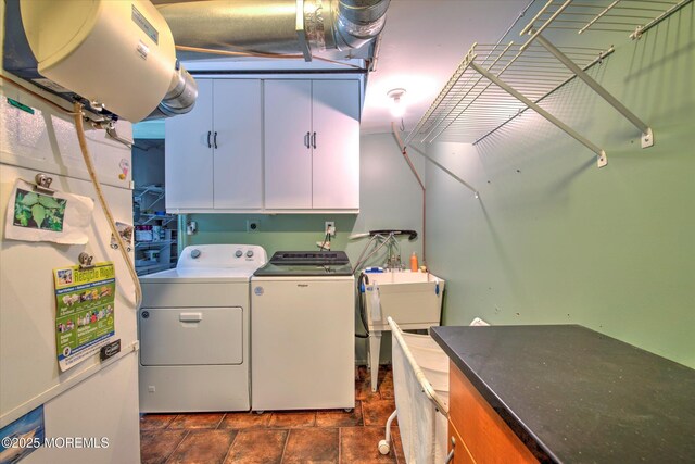 7 Mill Rd, Jamesburg, NJ 08831 - clothes washing area featuring cabinet space and independent washer and dryer