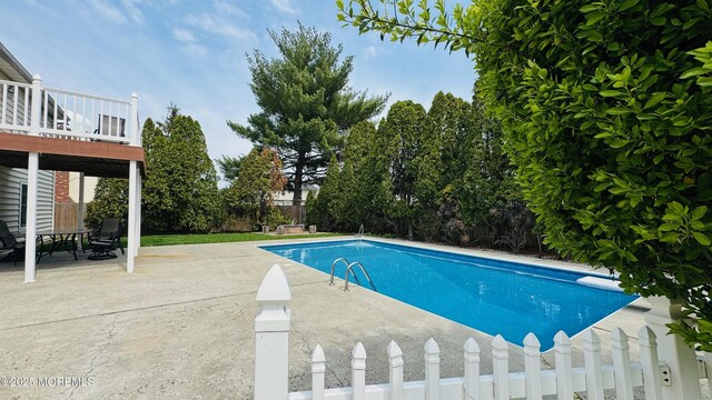 7 Mill Rd, Jamesburg, NJ 08831 - view of pool with a fenced in pool, a fenced backyard, and a patio area