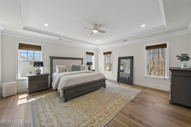 61 Windermere Rd, Lincroft, NJ 07738 - bedroom with baseboards, a tray ceiling, wood finished floors, and recessed lighting
