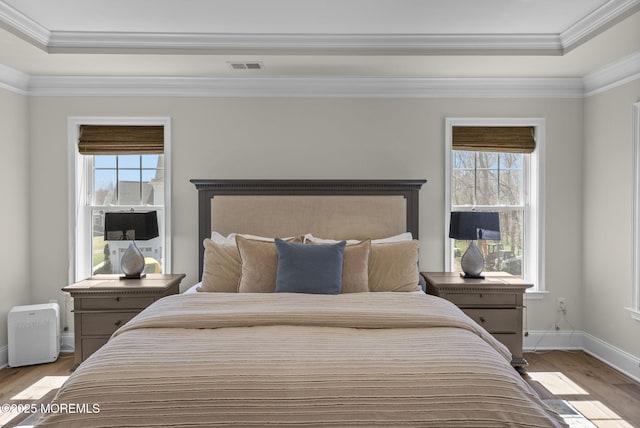 61 Windermere Rd, Lincroft, NJ 07738 - bedroom featuring baseboards, visible vents, crown molding, and wood finished floors