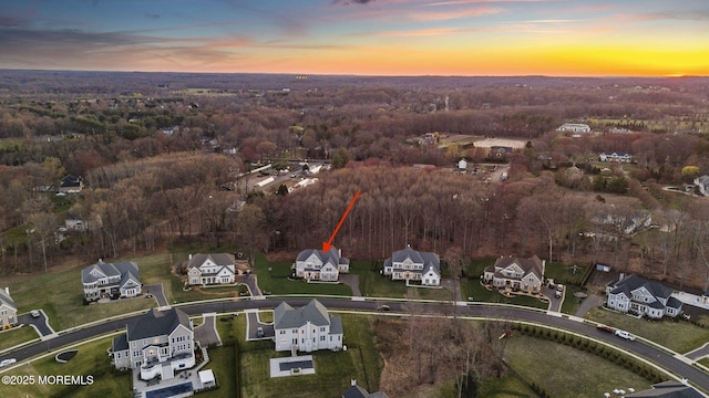 61 Windermere Rd, Lincroft, NJ 07738 - aerial view at dusk with a forest view and a residential view
