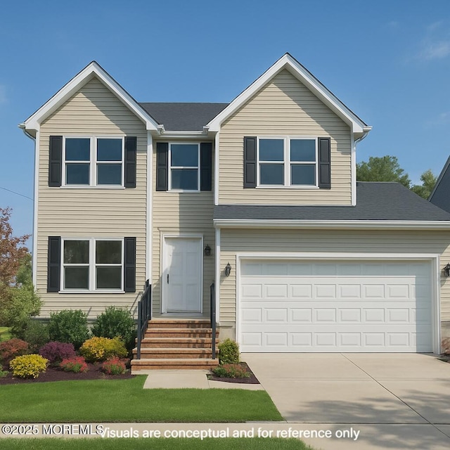 view of front of home featuring a garage and concrete driveway