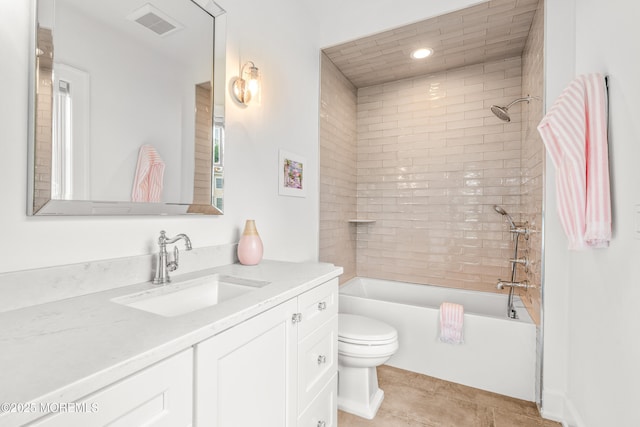 11 Beacon Hill Rd, Atlantic Highlands, NJ 07716 - full bathroom featuring toilet, vanity, washtub / shower combination, tile patterned flooring, and recessed lighting