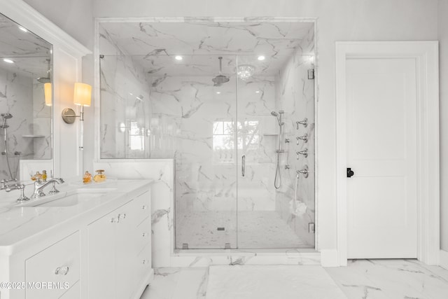 11 Beacon Hill Rd, Atlantic Highlands, NJ 07716 - full bathroom featuring a marble finish shower, marble finish floors, and vanity