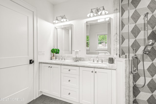 11 Beacon Hill Rd, Atlantic Highlands, NJ 07716 - bathroom with a shower stall and double vanity