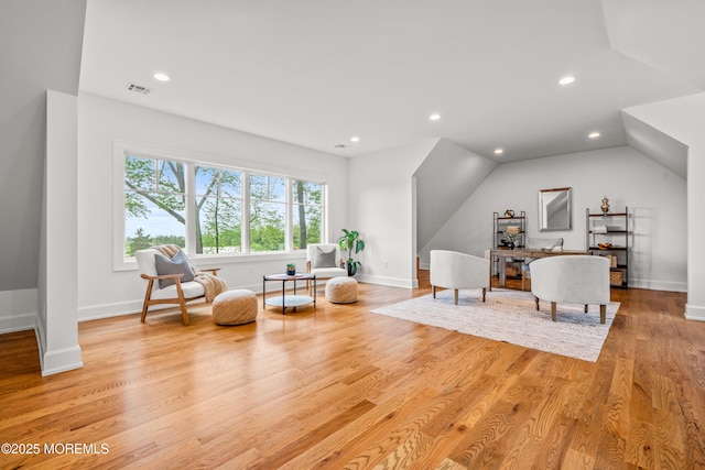 11 Beacon Hill Rd, Atlantic Highlands, NJ 07716 - living area featuring wood finished floors, recessed lighting, baseboards, and vaulted ceiling