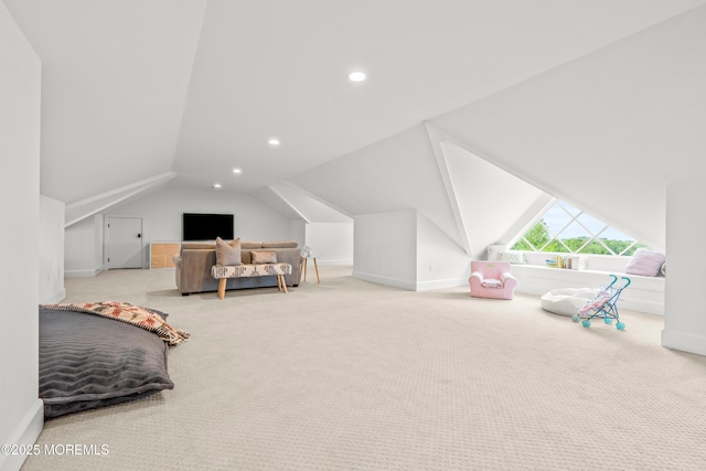 11 Beacon Hill Rd, Atlantic Highlands, NJ 07716 - bedroom featuring carpet flooring, lofted ceiling, baseboards, and recessed lighting