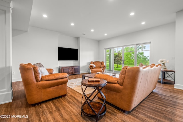 11 Beacon Hill Rd, Atlantic Highlands, NJ 07716 - living room with recessed lighting, dark wood-style floors, and baseboards