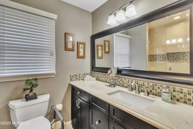 1792 Buttonwood Ave, Toms River, NJ 08755 - full bath featuring backsplash, toilet, a shower stall, and vanity